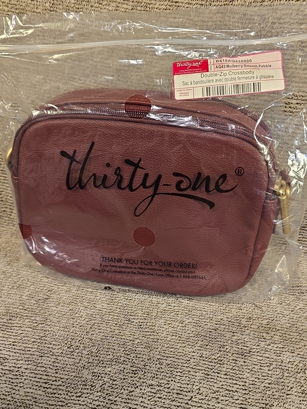 thirty-one Mulberry Double-Zip Crossbody Bag